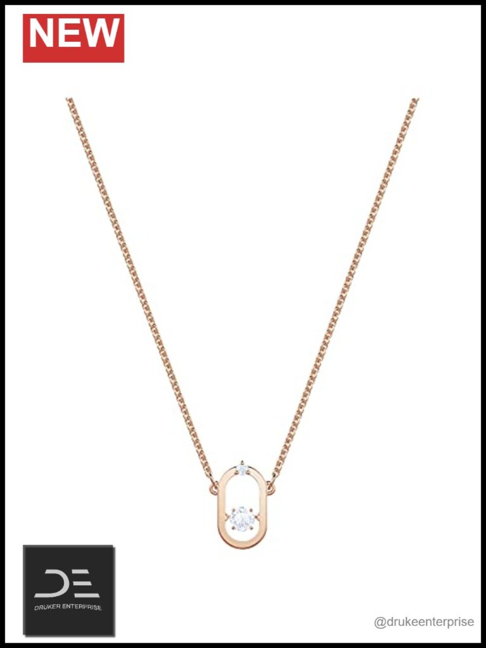 Swarovski Sparkling Dance Pendant Necklace Rose Gold Tone Finish Adjustable Box